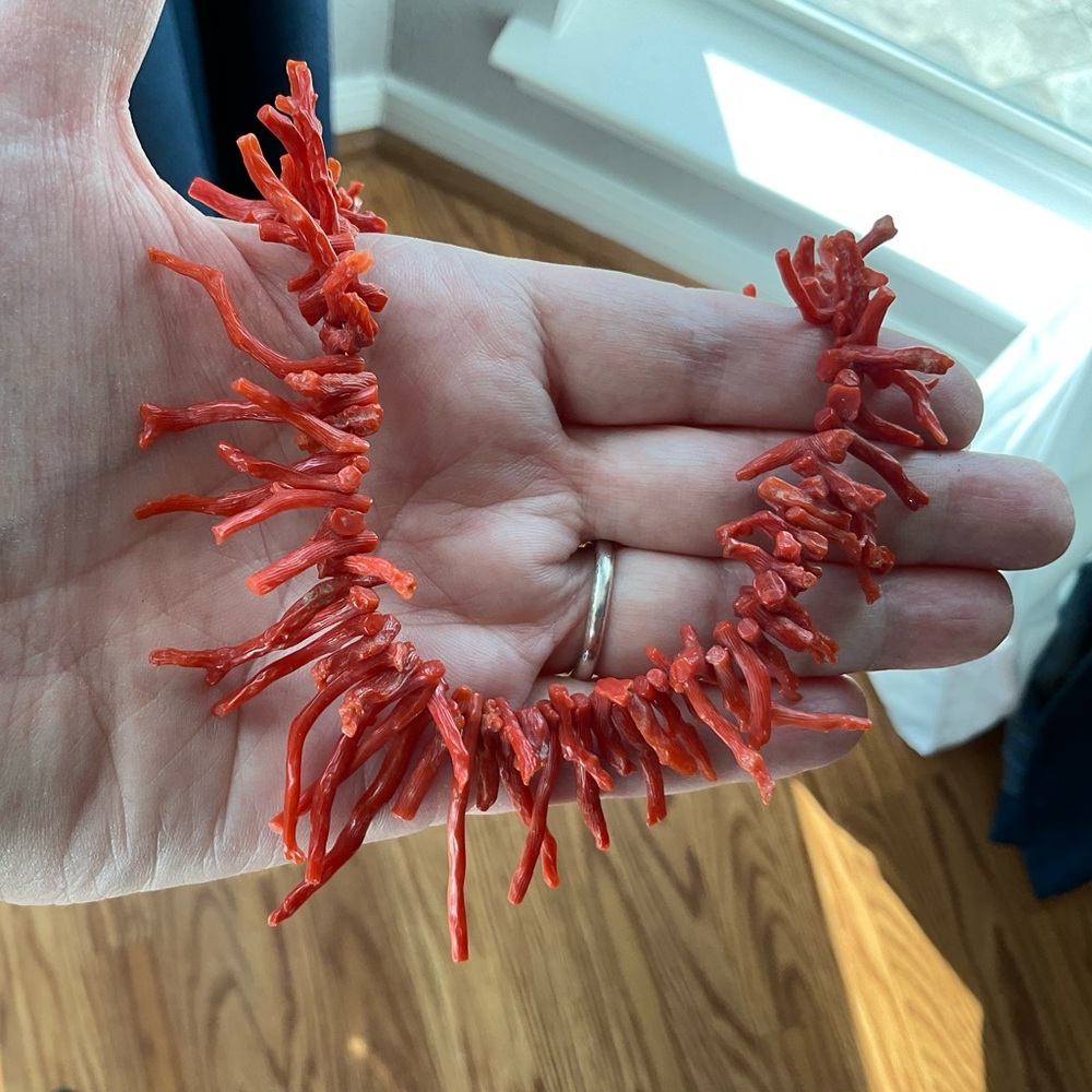 Vintage Branch Coral Necklace, Orange, 21" Long, Beach Girl, Coastal Cowgirl - Picture 5 of 13